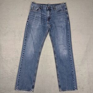 Old Navy Regular Fit Jeans Mens 33x32 Medium Wash Blue Denim Cotton Distressed